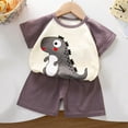 thumbnail image 2 of Uxgjfwu Toddler Boy Summer Outfits Cute Printed Short Sleeve Top and Shorts Set Summer Clothes, Sizes 3M-6T,Gray, 2 of 3