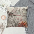thumbnail image 2 of Chilfamy  Dragonfly Throw Pillow Cover Retro Insect Dragonflies Flower Tree Branch Leaves Pillow Cases Home Decorative  Cushion Cover for Bed Sofa Beige 22x22in, 2 of 5