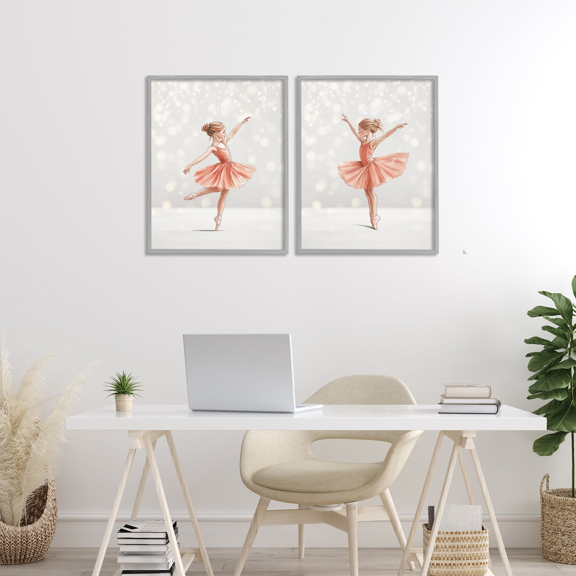 Stupell Industries Dancers In The Light 2 Piece Gray Framed Giclee Art Set, design by Christine Simpson Art