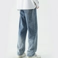 thumbnail image 5 of Zylarhe Casual Pants for Men Male Gradient Jeans Casual Loose Straight Leg Wide Leg Pants With Elastic Waist And Floor Length Pants Casual Pants Relaxed Fit Cargo Pants for Men, 5 of 8