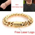 thumbnail image 1 of Hip Hop Stainless Steel Cuban Link Chain Necklace For Men Women Cuban Bracelet Jewelry Custom Logo On Front Back, 1 of 7