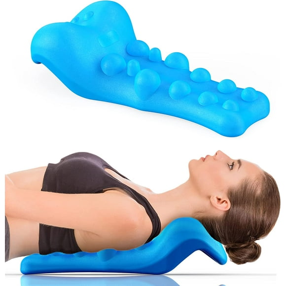 Hweilai Neck and Shoulder Relaxer with Upper Back Massage Point (Blue), Cervical Traction Device for TMJ Pain Relief and Cervical Spine Alignment