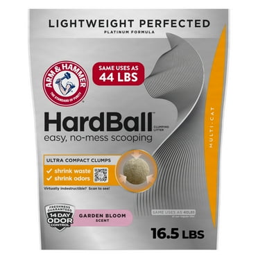 ARM & HAMMER Hardball Clumping Cat Litter, Lightweight Platinum, Multi-Cat, Garden Bloom, 16.5 lb