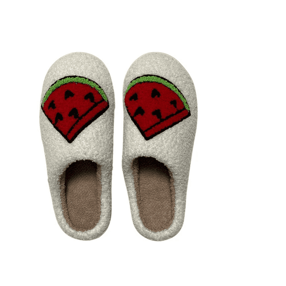 Womens Slippers Slip-On, Non-Slip Soles, Cozy Fuzzy Watermelon Slice House Shoes by Ella & Joy Size 9