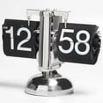 thumbnail image 6 of Retro Automatic Flip Desk Clock, Vintage Style Mechanical Table Clock with Stainless Steel Frame & Solid Wood Base, Unique Minimalist Home & Office Decor, 6 of 7
