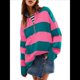 thumbnail image 1 of Suéter de Larga con Cremallera 1/4 para Mujer, Otoño e Invierno, , Sudadera con Bloques de Color Divididos. Rosa Roja M, 1 of 8