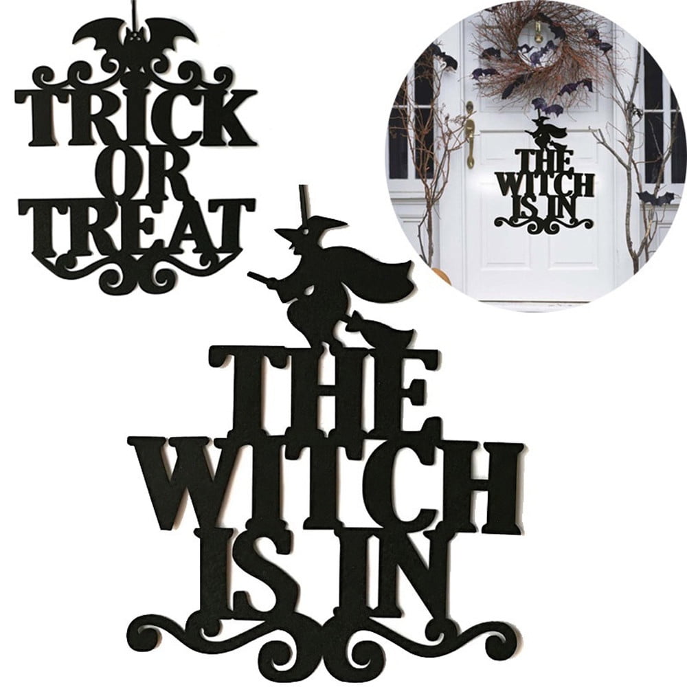 Halloween Sign The Witch Is In Non-Woven Holiday Party Hanging Door Wall Decor 