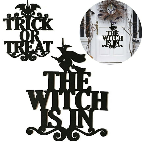 OEFNTAC Decorations The Witch Is In Halloween Hanging Sign Door Hanging Halloween Decoration bathroom decor