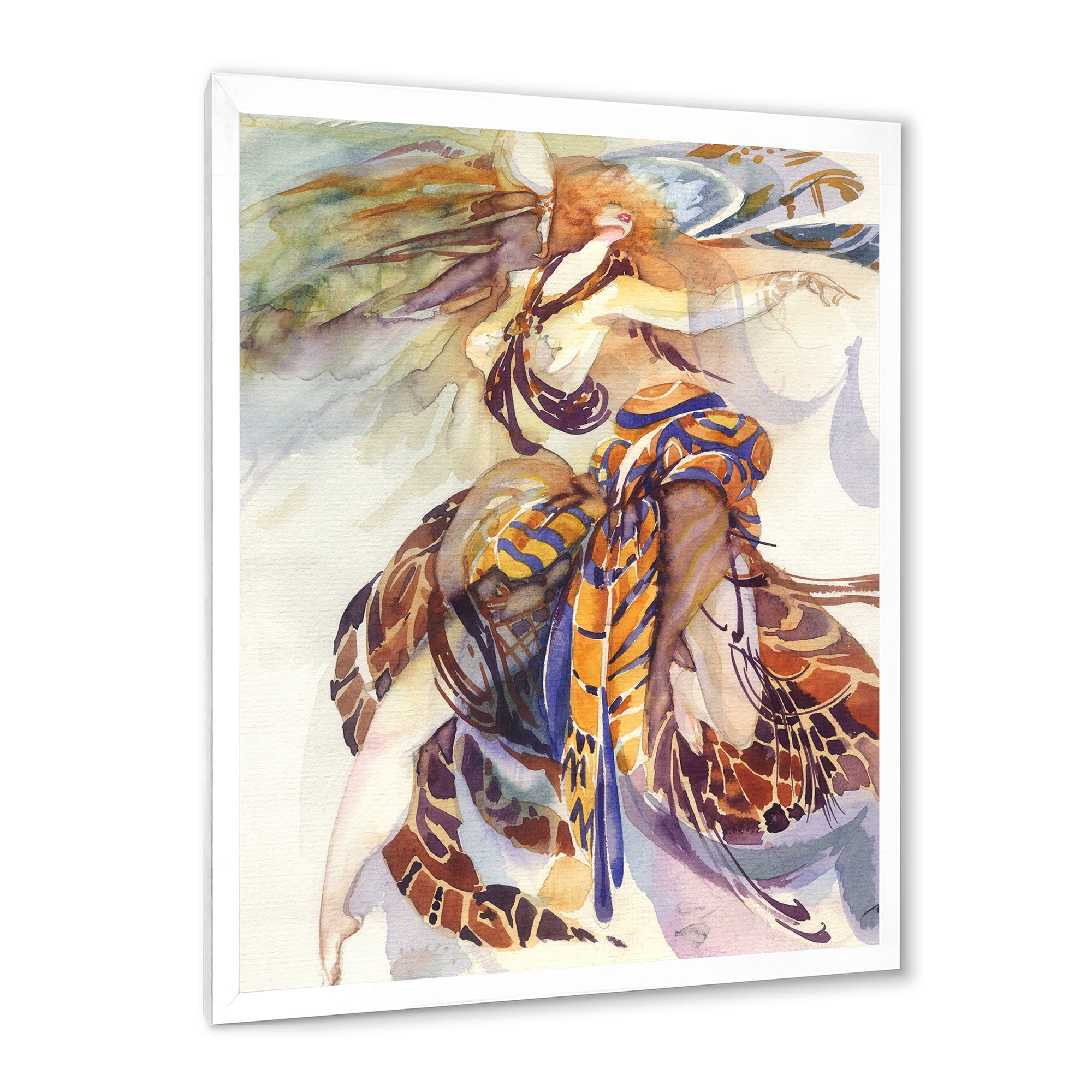 Designart 'Allegory of Paradise Bird Woman Portrait' Traditional Framed Art Print