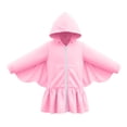 thumbnail image 5 of qolati Girls Swim Cover Up Robe One-Piece Swimsuit Long Sleeve Sun Protection Hooded Jacket Cute Butterfly Full Front Zipper Terry Cloth Absorbent Beach 2-11 Years Pink, 5 of 9