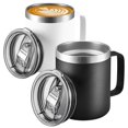 thumbnail image 2 of MXHIGO 2Pcs Taza de Caf&eacute; Aislada de Acero Inoxidable de 350ml/12oz con Tapa Deslizante, Termo Taza de Caf&eacute; de Viaje con Asa, Vaso T&eacute;rmico de Fr&iacute;o y Caliente, 2 of 7