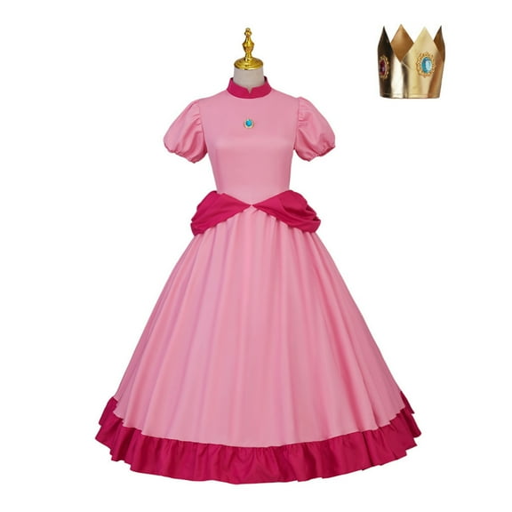Princess Peach Pink Dress Halloween Adult  Outfit