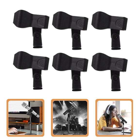 Baade 6 Pcs Wireless Microphones Mic Holder Clamp Universal Wireless Plastic (Black)