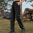 thumbnail image 6 of Tdoqot Womens Boyfriend Jeans- Mid Rise Cargo Pants Dark Gray Size 12, 6 of 9
