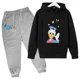 thumbnail image 3 of Conjunto de sudadera y pantalones de manga larga para niñas y niños de Disney Mickey Mouse, traje informal de dibujos animados del Pato Donald, primavera de 4 a 14 años, 3 of 5