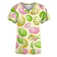 thumbnail image 4 of Rciityk Easter Day Gift Women Regular Nursing Uniform Top Summer Easter Print V-Neck Short Sleeve Medicals Top with Pockets, 4 of 4