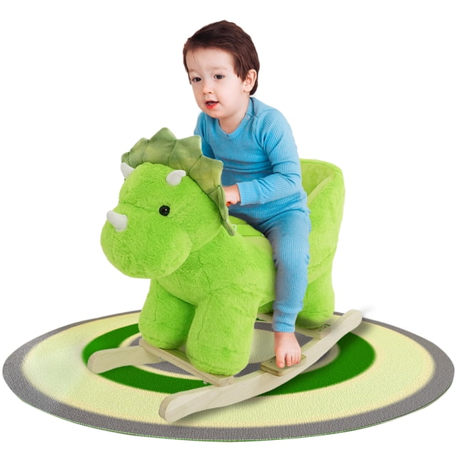 Mecedora Silla Montable de Madera con Peluche Dinosaurio Verde Baby Gaon