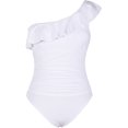 thumbnail image 1 of Women's One Piece Swimsuits One Shoulder Swimwear Asymmetric Ruffle Bathing Suits White, 1 of 5