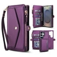 thumbnail image 2 of For Samsung Galaxy S25 Ultra Crossbody Wallet Phone Case,Magnetic Detachable Flip,With Shoulder Strap&Wrist Strap,Zipper Pocket,Card&Cash Slots,PU Leather Shockproof Rugged Phone Case,Purple, 2 of 9