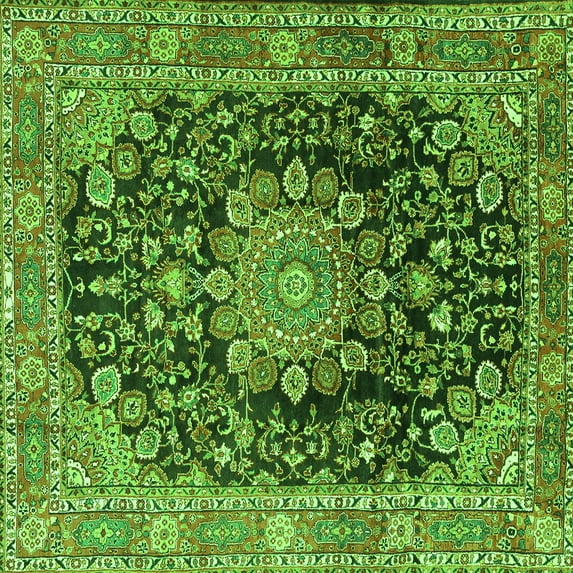 Ahgly Company Indoor Square Persian Green Traditional Area Rugs, 8' Square