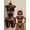 Black, variant on Women's 2-Piece Wavy Striped Shell Tape Splice Tie Neck Bikini Set - Bohemian Beach Swimwear