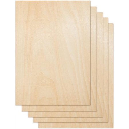 CRAFTIFF Plywood Board Basswood Sheets 1/16 inch, Thin Natural Unfinished Wood for Crafts, Hobby and Model Making – 1.5mm (5 Sheets)