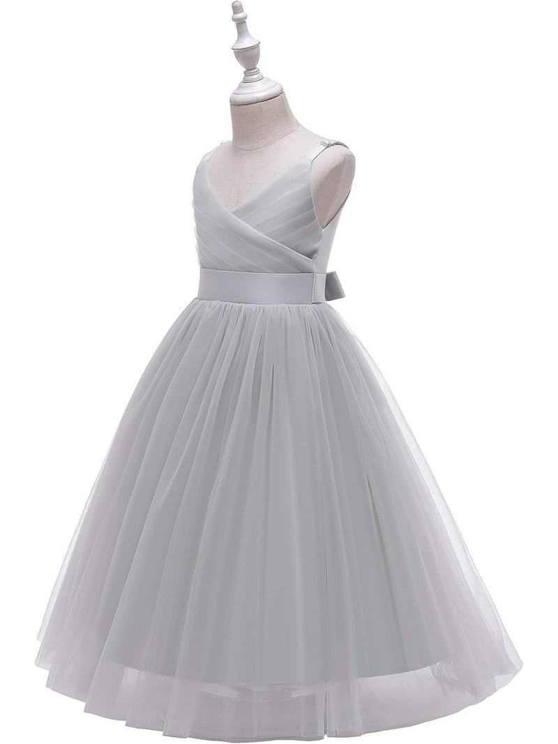 Drtj V-Neck Flower Girl Tulle WeddingBridesmaid Dresses Princess Dresses  Children's Birthday Ball Formal Dresses Girls Prom Dresses, Sized 8T, Color  ...