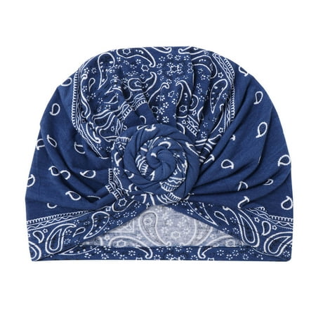 

Dadaria Turbans for Women Head Wraps Women Hat Printed Ruffle Cancer Chemo Hat Beanie Wrap Cap Navy Women