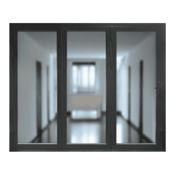 3 Panel, Folded Out, (0R3L) Outswing, Folding Patio Door, Aluminum Folding Door (Black, Right to Left W96in*H80in)