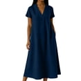 thumbnail image 1 of XiYing Robe Décontractée, Combinaison-Robe Décontractée à Manches Courtes pour Femme, Col en V Uni, Coupe Fluide Printemps/été, S-TTG,, 1 of 6