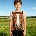 thumbnail image 2 of TGPMGRZ Cartoon T Shirt for Kids Back to School Short Sleeve Funny 3D Animal Tops Halloween Party #A03 Khaki 13-14 Years, 2 of 6