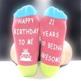 thumbnail image 5 of Novelty Fun Happy Birthday Cotton Socks with Blessing Letters Designs Middle Tube Thick Warm Party Socks for Unisex, 5 of 8