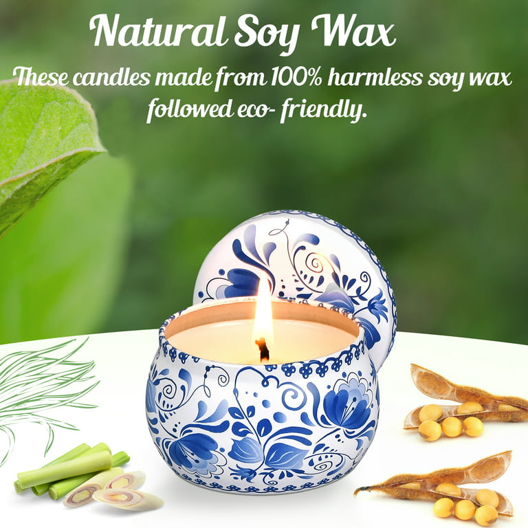 Citronella Candles,Scented Candles Gift Set of 4 x 4.4 Oz, Natural Soy Wax  Aromatherapy Candle for Outdoor and Indoor 