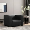 thumbnail image 2 of GDF Studio Minkler Contemporary Faux Leather Club Chair, Midnight Black and Dark Walnut, 2 of 8