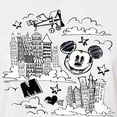 thumbnail image 3 of Disney - Mickey Mouse - Skyscraper, Airplanes, & Clouds Sketch - Juniors Cropped Cotton Blend T-Shirt, 3 of 5