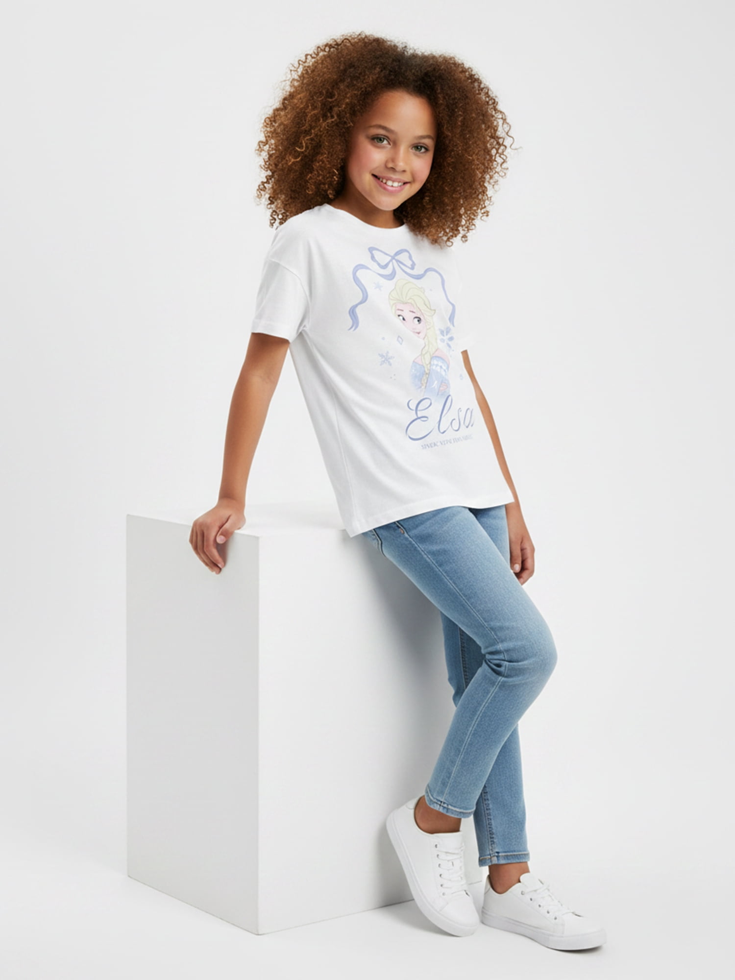 Frozen, Girls' Short Sleeve T-Shirt, Elsa Bow Portrait, Sizes 4-16
