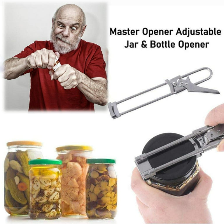 Master Opener Adjustable Jar and Bottle Opener Adjustable Stainless Steel Jar  Opener Multifunctional Can Opener Non-Slip Design Bottle Opener, Manual Jar  Bottle Opener Kitchen Accessories (1 Pcs) 