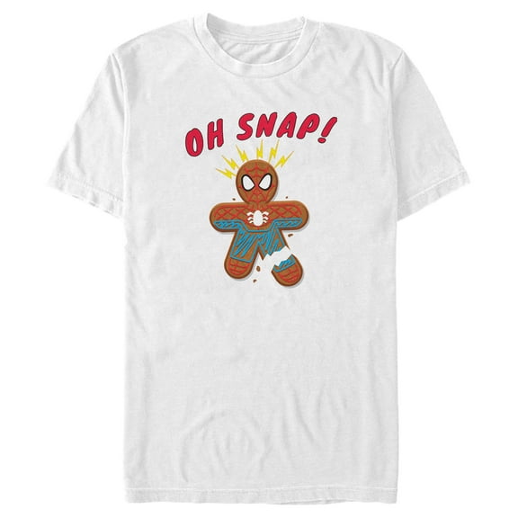 Men's Marvel Christmas Spider-Man Snap Gingerbread Cookie  Graphic Tee White 3X Large