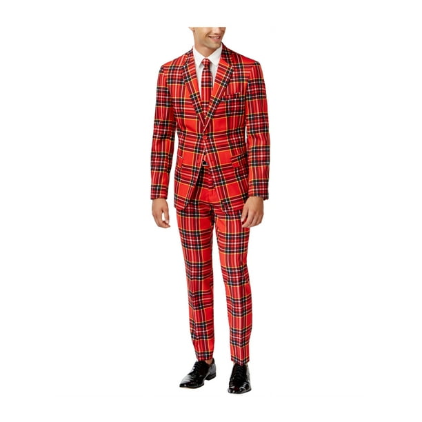 OppoSuits Mens The Lumberjack Two Button Formal Suit Red 40 W