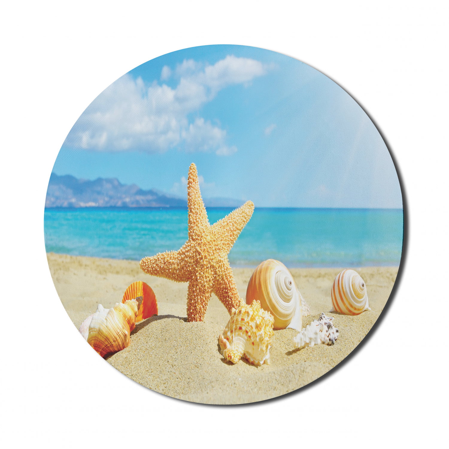 1 X Scenic Beach Ocean Sand Round Mousepad Mouse Pad Great Gift Idea