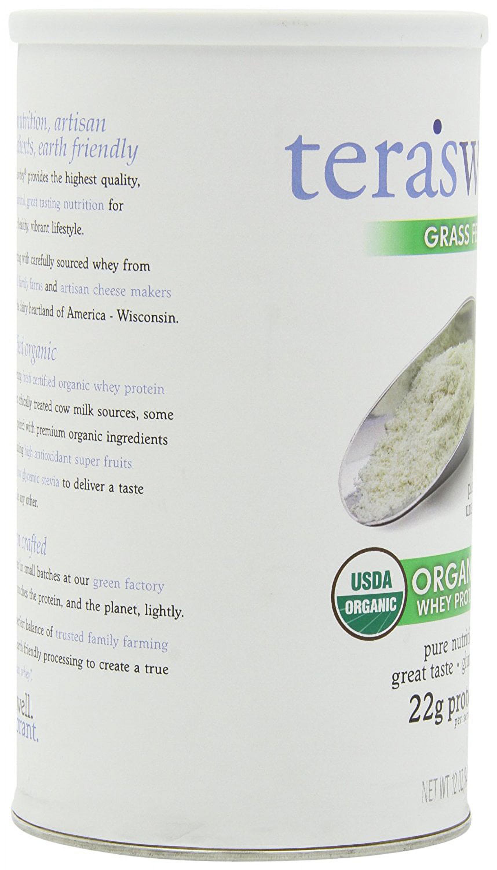 tera's: Organic Gluten-Free Certified Grass-Fed Whey Protein, Unsweetened, 12 oz