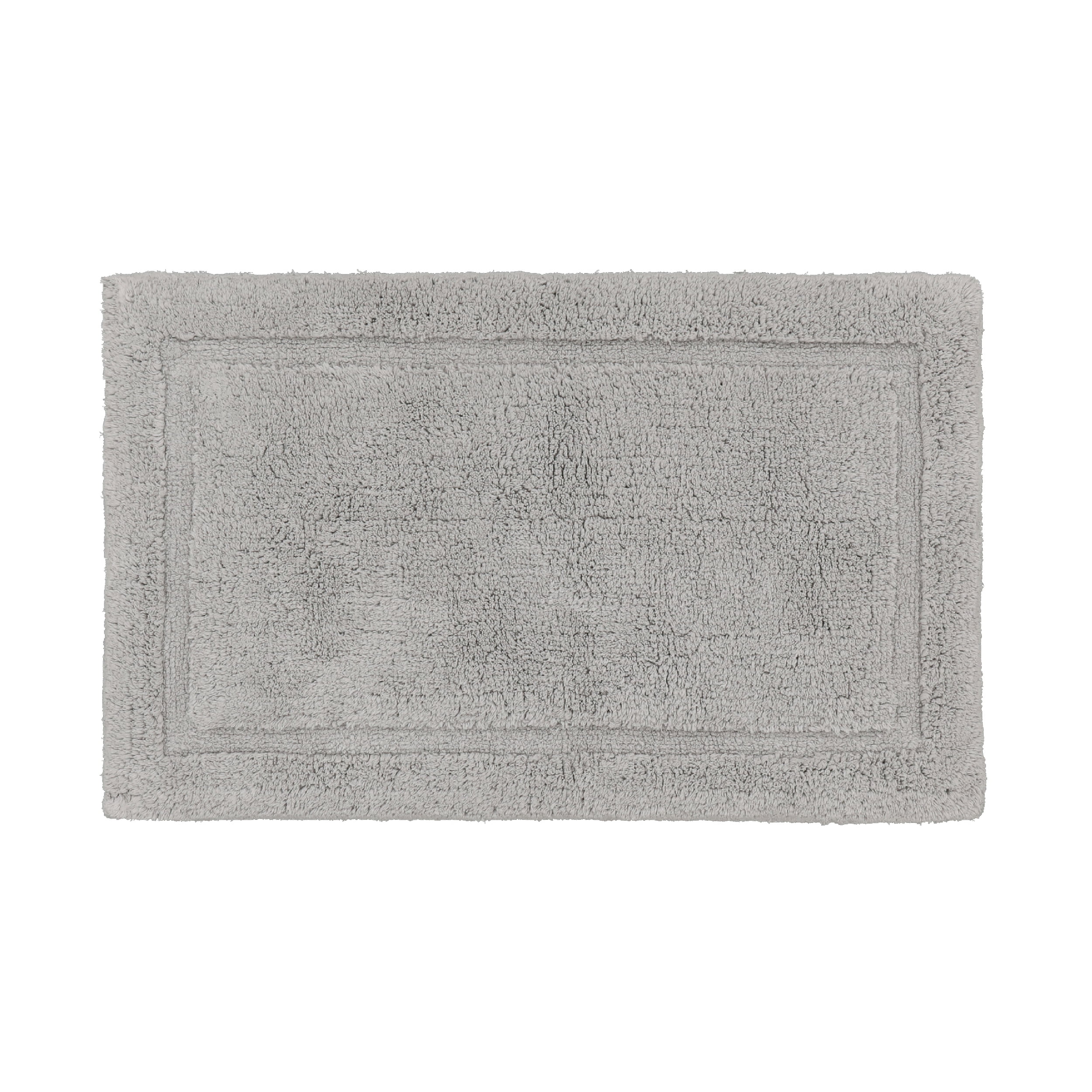Jean Pierre New York Lydia Border 100% Cotton Bath Mat - Non-Slip Bath Rug - Light Gray - 27"x45"