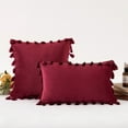 thumbnail image 1 of Sumhomie Housse de Coussin en Velours Uni avec Franges 17 Pouces x 17 Pouces, 1 of 1