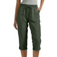 thumbnail image 3 of Dzrciro Capri Pants for Women, Plus Size Cotton Linen Drawstring Elastic Waist Trousers with Pockets, Lightweight Dressy Work Pants S-3XL, 3 of 8