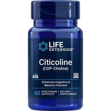 Life Extension Citicoline (CDP-Choline), brain supplement, memory, focus, attention, brain energy, gluten free, non-GMO, vegetarian, 60 capsules