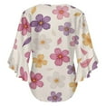 thumbnail image 6 of Colorful Floral Pattern Background Women's V-Neck Blouse With 3/4 Ruffled Bell Sleeves Casual Top Ladies Blouses, 6 of 7