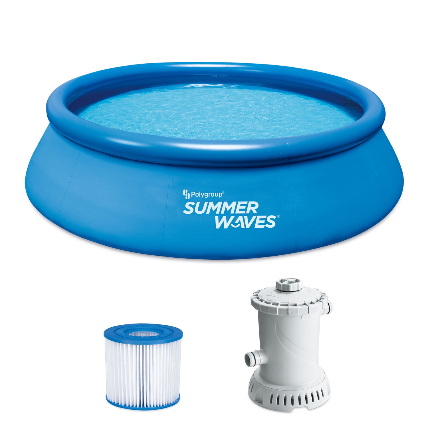 Summer Waves Quick Set 12ft x 36in Inflatable Ring Above Ground Pool Set w/ Pump - Walmart.com