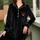 thumbnail image 4 of Gibobby Pijama algodón mujer Camisón De Mujer Otoño E Invierno Manga Larga Acolchado Y Engrosado Pijamas Sueltos De Tamaño(Negro,M), 4 of 5