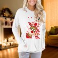 thumbnail image 2 of Navidad mujer Casual Elk estampado cuello redondo manga larga swertshirts bolsillos blusa camiseta Tops Pompotops gfhjh15146, 2 of 5