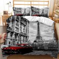 thumbnail image 1 of LAICAIW 3D Duvet Cover Set Gray Building Eiffel Tower Building 79x79 Inch Double Bedding Set Reversible Soft Microfiber Quilt Cover & 2Pillowcases with Zipper Closure for Kids Teenagers Adult Aged, 1 of 6